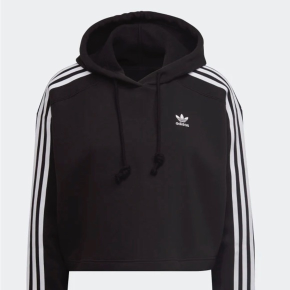 ADIDAS NWT Black Crop Hoodie Medium - Picture 2 of 9